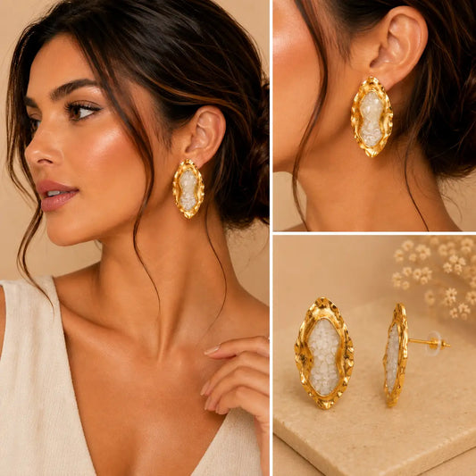 Aretes Elegantes con Piedra Natural
