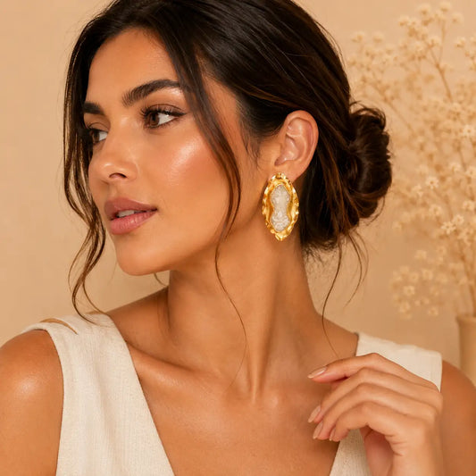 Aretes Elegantes con Piedra Natural