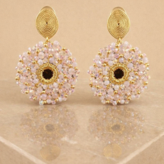 Aretes de Lujo con Pedrería Dorada | Accesorios Elegantes para Mujer